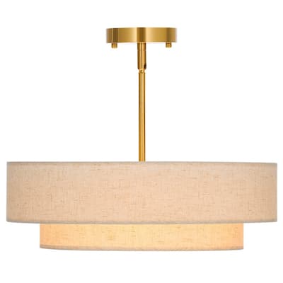 CO-Z 18 in 4-Light Fabric Semi Flush Mount Ceiling Light - 18"