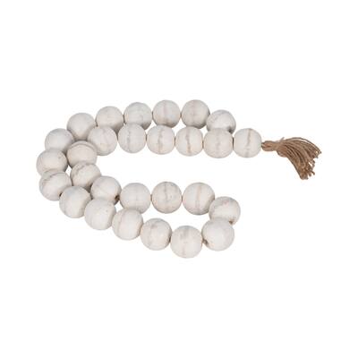 Sagebrook Home 32" Wooden Large Bead Garland with Tassels - Contemporary Mango Wood