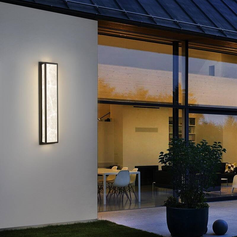 Outdoor Hardwired Marble LED Lantern Wall Sconce