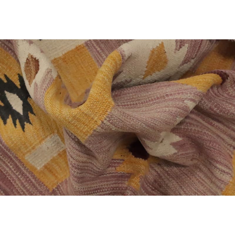 Hand Woven Oriental 100% Wool Carpet Southwestern Tribal Pink Kilim Area Rug - 5' 7'' X 3' 11''