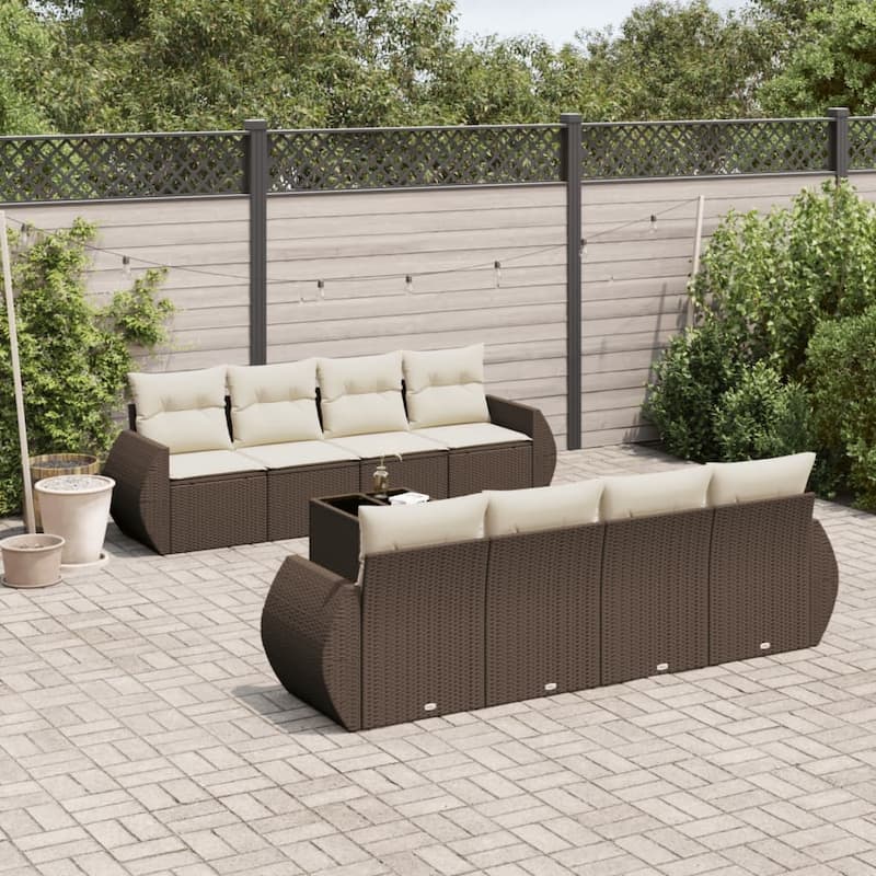 vidaXL Garden Sofa Set - 21.7 x 21.7 x 14.6 - Brown and cream