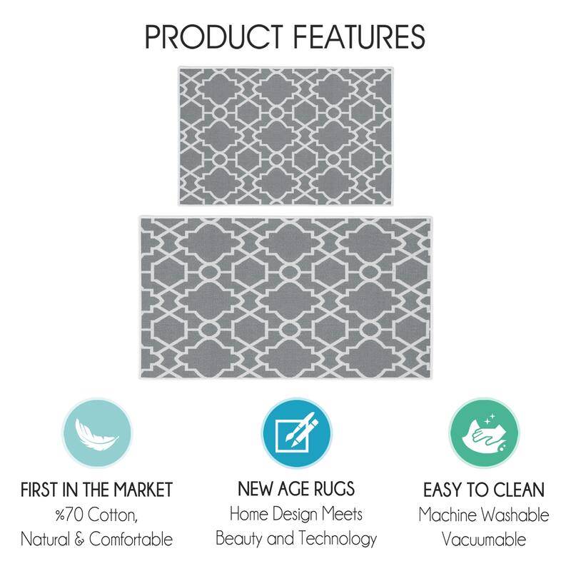 Sussexhome Non Skid Washable Kitchen Runner Rugs Set of 2 - Set of 44 x 24 and 31.5 x 20 Inches