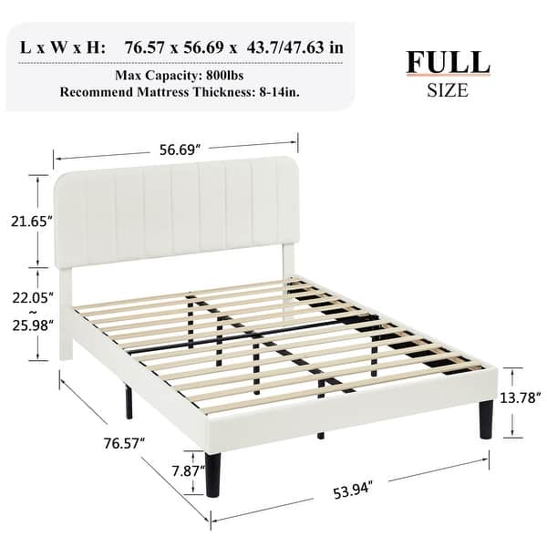 dimension image slide 8 of 22, Javlergo Upholstered Adjustable Headboard Velvet Platform Bed Quiet Heavy-Duty Bed Frame No Box Spring Needed