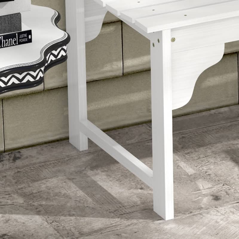 Outdoor Wooden Garden Bench with Slatted Seat,Rustic Two-seat Backless Bench