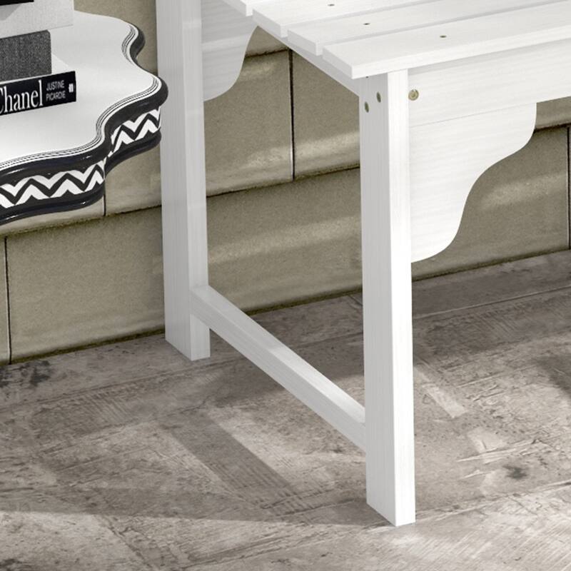 Wooden Garden Bench, Leisure Bench Outdoor Park Bench with Slatted Seat, Backless Front Porch Bench with Curved Seat