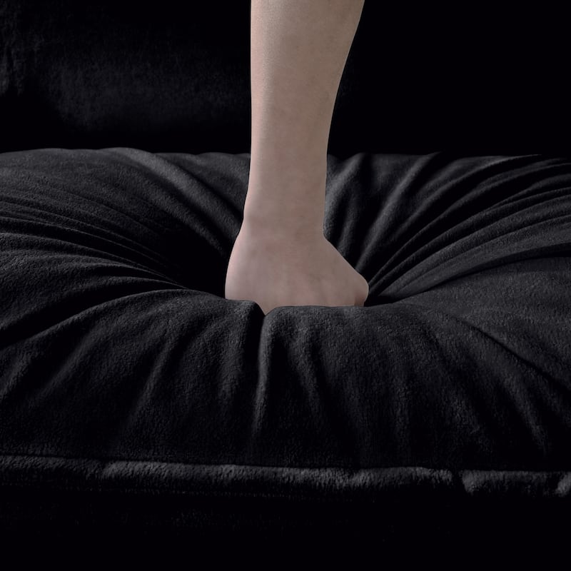 Chenille Modular Armchair with Storage Pockets & Toss Pillow