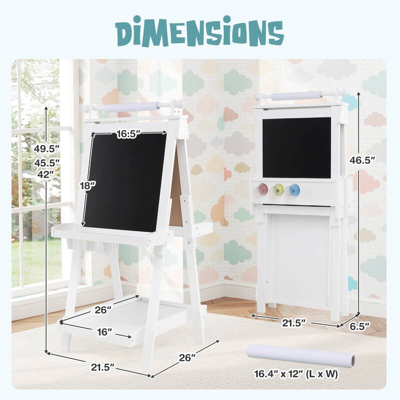 Costway Foldable Easel for Kids 3-in-1 Double-sided Art Easel with - See Details