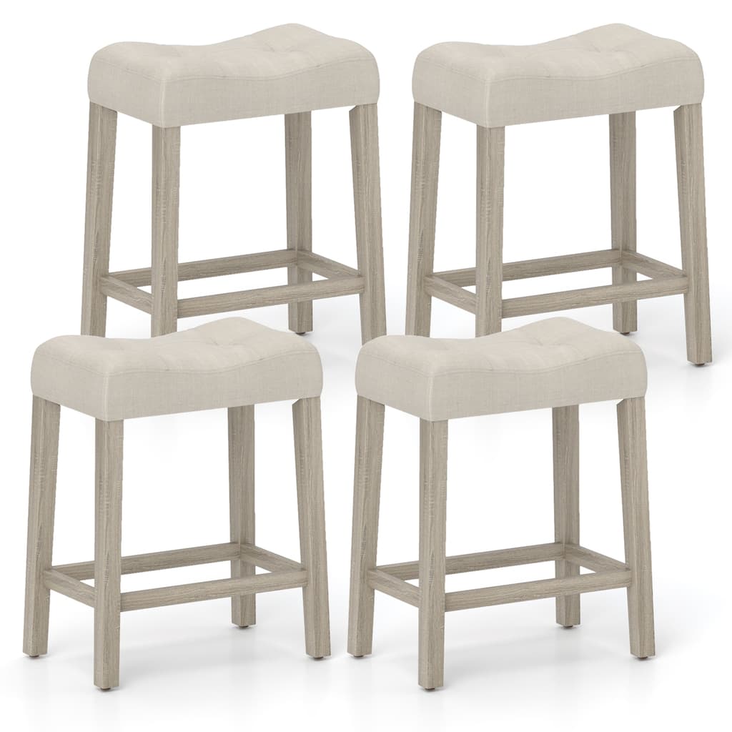 Upholstered Counter Height Bar Stool with Curved Saddle-Seat - 18" x 11" x 24"