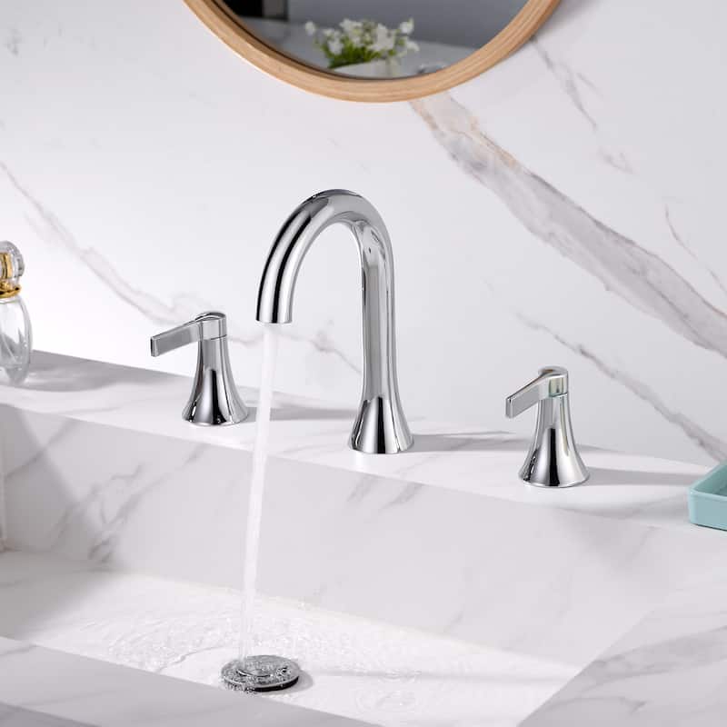 Luxier WSP11-T Widespread Bathroom Faucet with Pop-Up Drain - Chrome