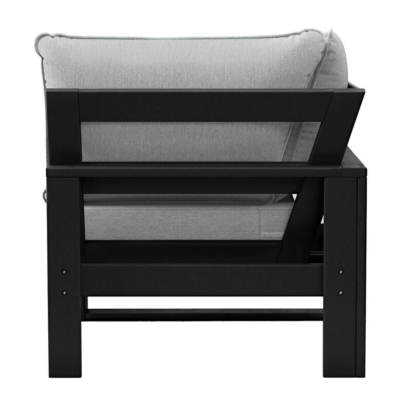 Polytrends Endless Patio Deep Seating Corner Chair with Black Frame