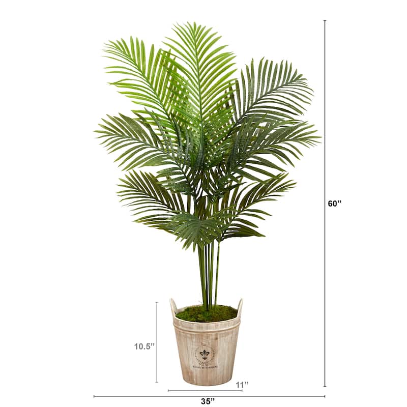 Artificial Palm Tree with Planter - 5ft Tropical Indoor Outdoor Decor - Green - 51-60 Inches