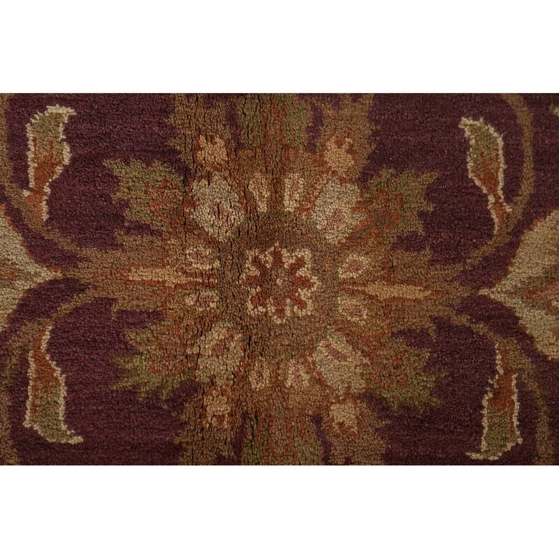 Floral Purple Agra Indian Area Rug Hand-Knotted Wool Carpet - 8'0"x 10'1"