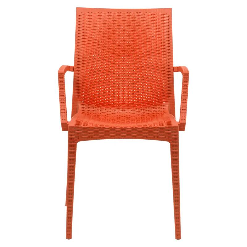 Mace Polypropylene Stackable Armrest Patio Dining Chair with Woven Design for Outdoor Dining Patio Indoor Gatherings