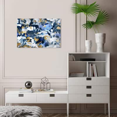 Wynwood Studio Abstract Blancanada Blue and Metallic Gold Modern & Contemporary Wall Art Canvas Print