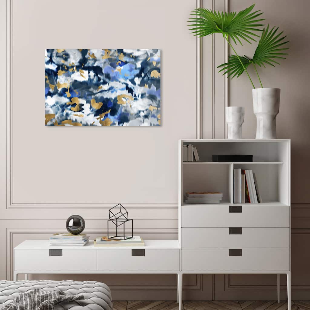 Wynwood Studio Abstract Blancanada Blue and Metallic Gold Modern & Contemporary Wall Art Canvas Print