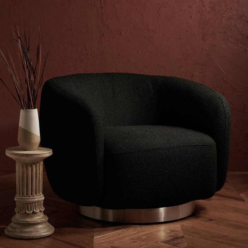 SAFAVIEH Home Bernard Swivel Accent Chair - 38"W x 34"D x 29"H - Black/Chrome
