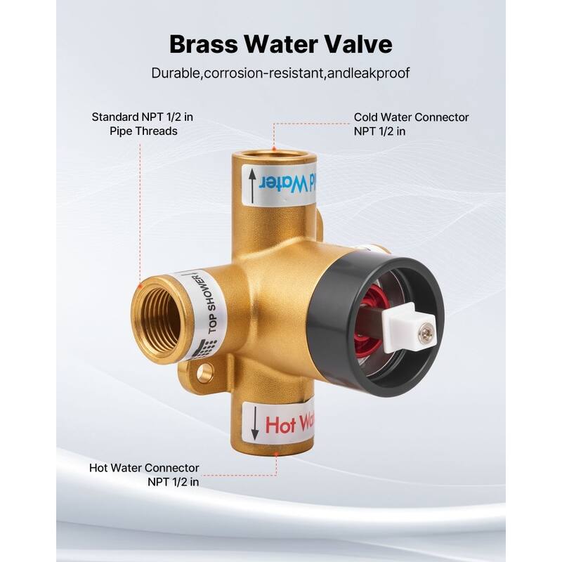 Matte Black ABS and Stainless Steel 4-Piece Tub and Shower Faucet Set with 6-Inch High-Pressure Head - 6 x 6 in