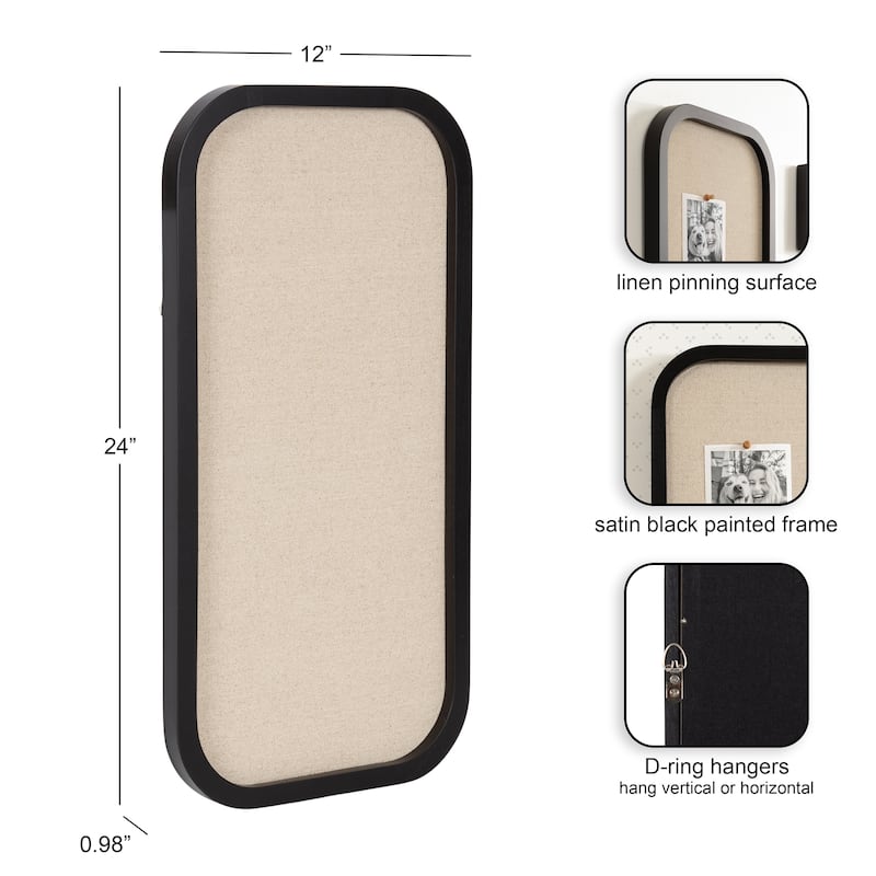 Kate and Laurel Hutton Wood Framed Fabric Pinboard