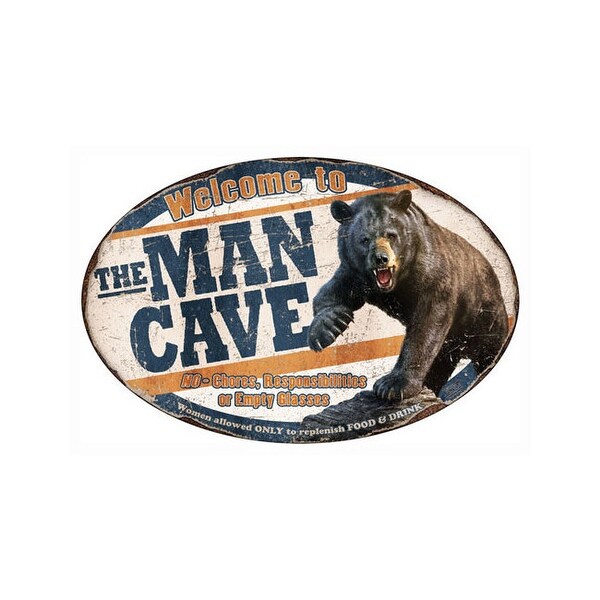 Rivers edge 1564 rivers edge man cave bear tin sign