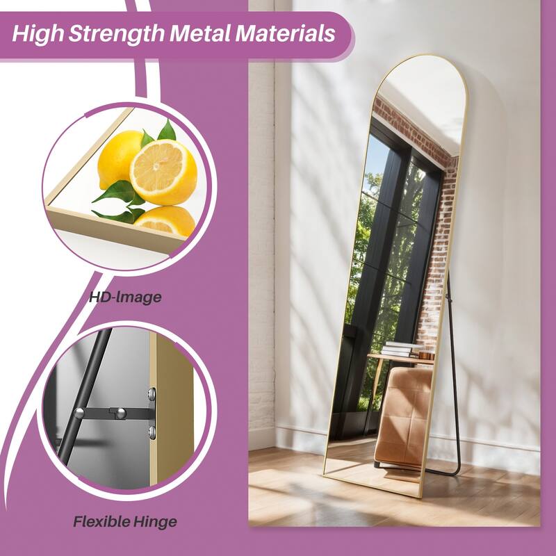 Full Length Mirror with Stand, Floor Mirror with Aluminum Alloy Frame for Bedroom, Standing Full Body Mirror for Wall, Cloakroom