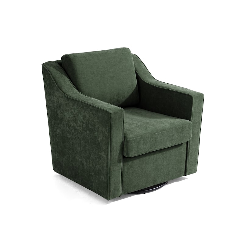 Chenille/Leather Swivel Barrel Chair(Set of 2) Modern Club Chair by UIXE