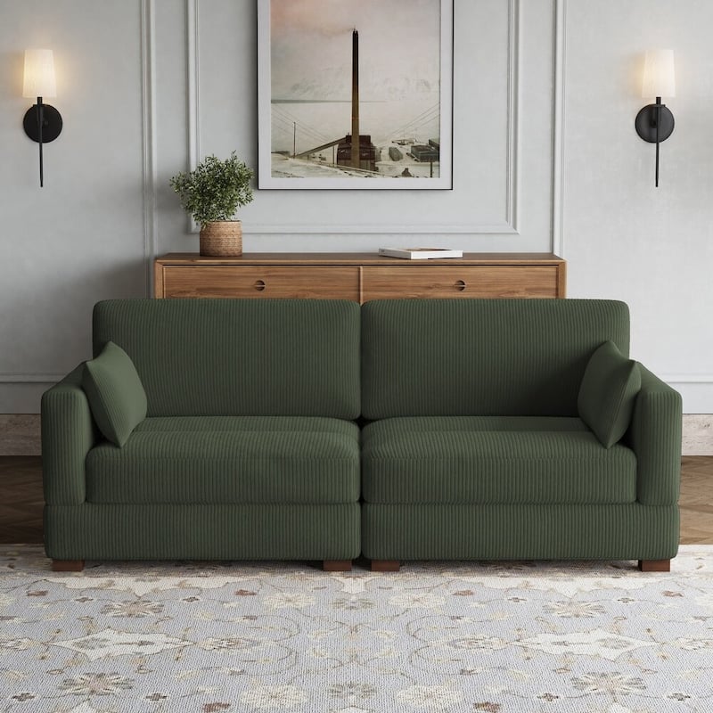 Modern Corduroy Modular Couch Sectional Sofa With Pillows