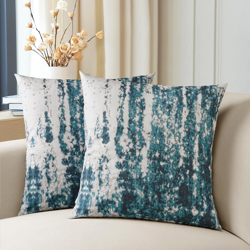 Exclusive Fabrics Printed Cotton Throw Pillow Covers 18 X 18 - Textured Decorative Pillow Covers (Set of 2)