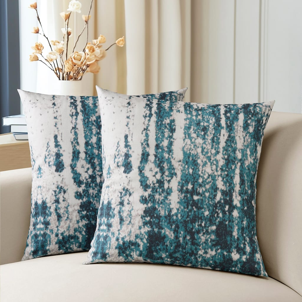 Exclusive Fabrics Printed Cotton Throw Pillow Covers 18 X 18 - Textured Decorative Pillow Covers (Set of 2)