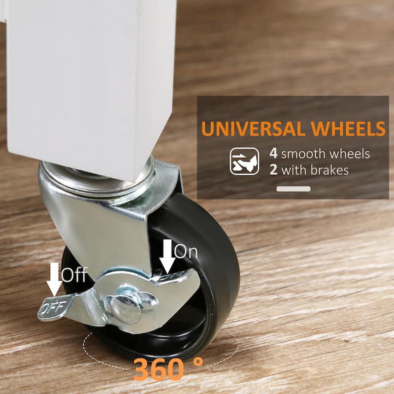 Mobile Kitchen Island with Wheels Towel Rack and Adjustable Open Storage Shelves - 32.75" W x 17.75" D x 34.75" H