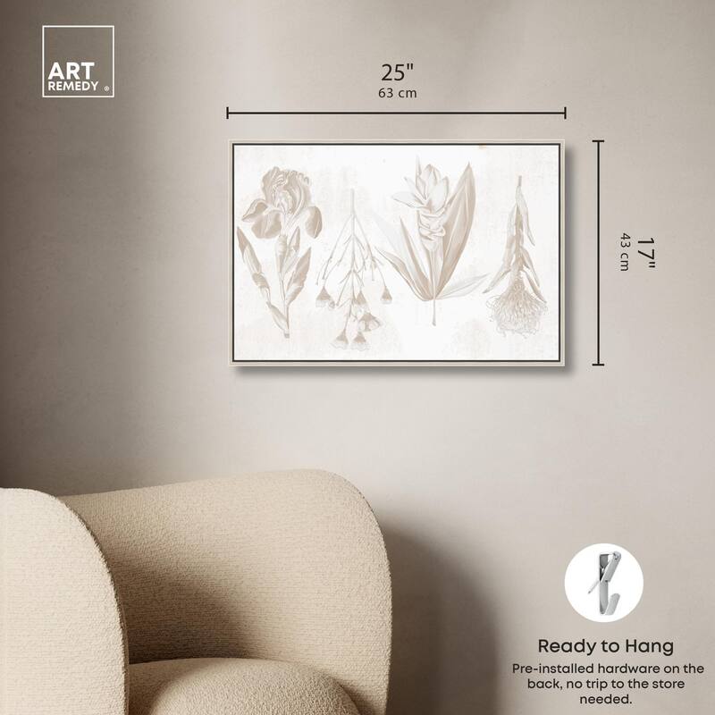 White Pressed Flora Canvas by Art Remedy