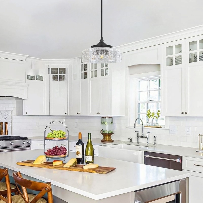 3-light farmhouse pendant metal adjustable black kitchen island light