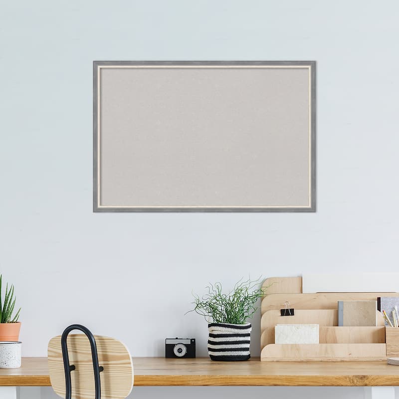 Theo Narrow Wood Framed Grey Corkboard Bulletin Board