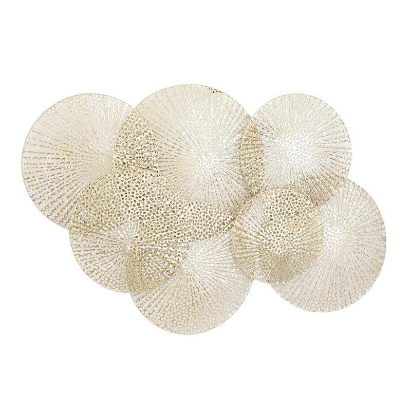 Metal Plate Wall Decor with Perforated Design - Gold - Roche River Decor