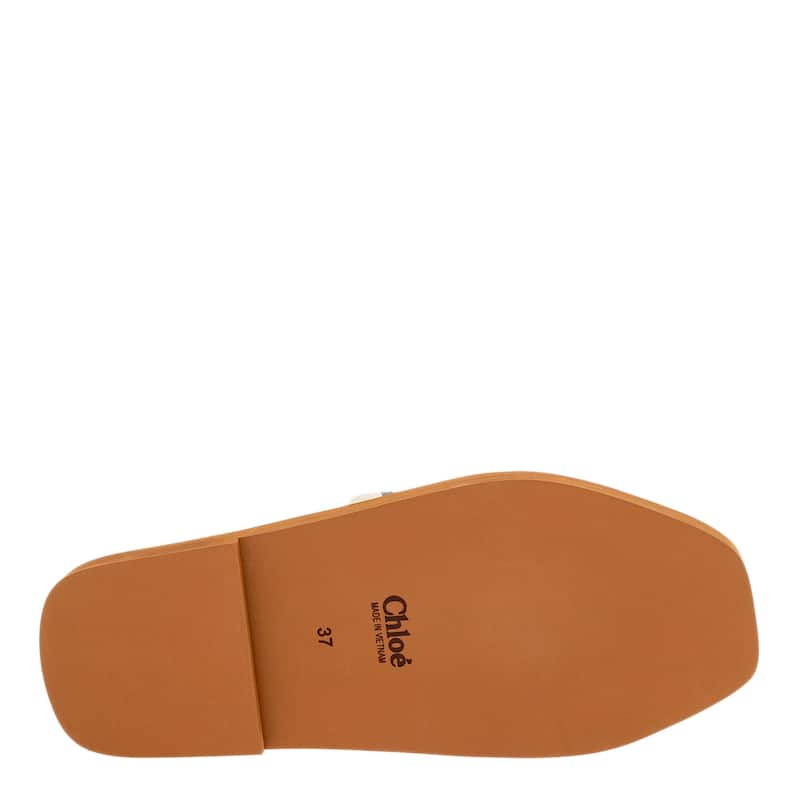 Chloe Woody Flat Mule. - White