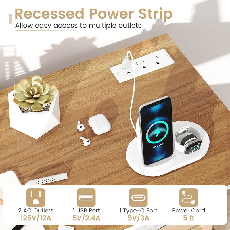 Gymax 3 Drawer Mobile File Cabinet w/Charging Station Open Storage