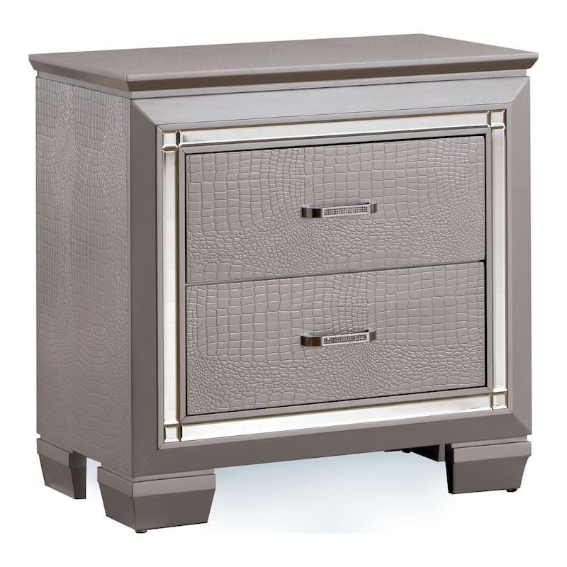 Ruff Contemporary Solid Wood 2-Drawer Nightstand by Furniture of America