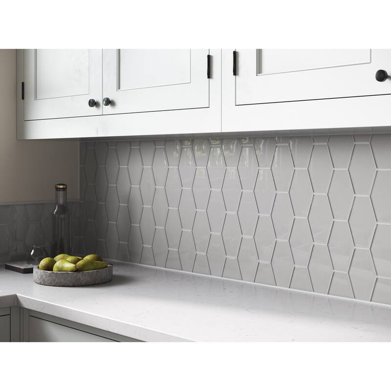 Long Hex 11 in. x 11 in. Glass Mesh-Mounted Mosaic Tile