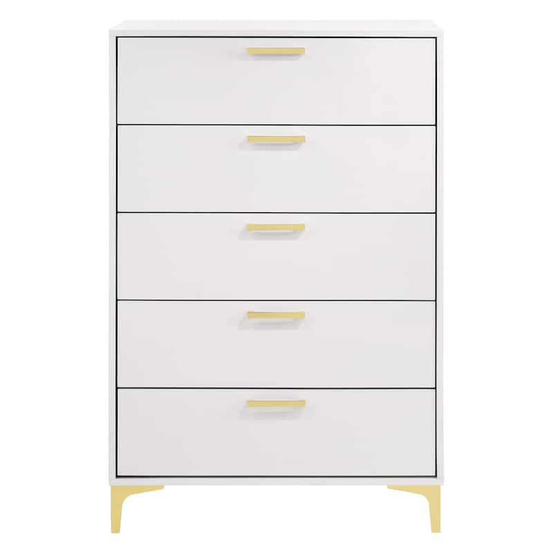 Karena White Rectangular 5-Drawer Chest