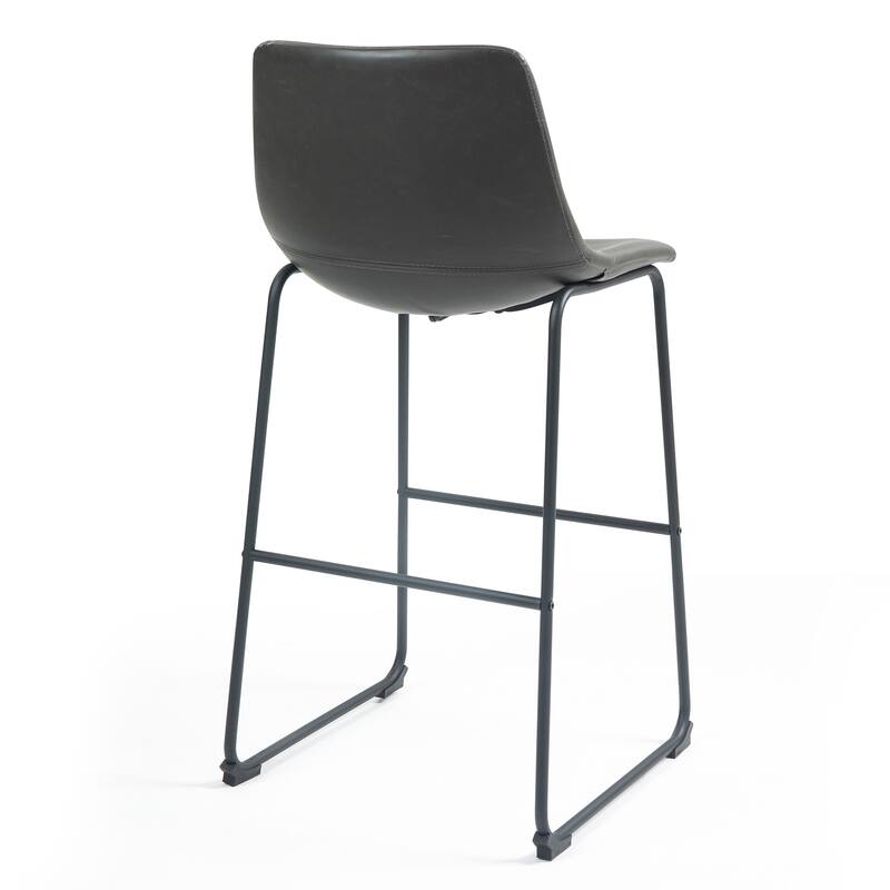 Adan Faux Leather Iron Frame Bar Stool (Set of 2)