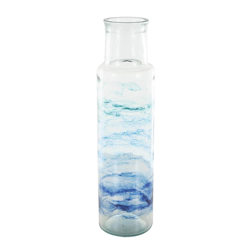 Recycled Glass Abstract Ombre Decorative Vase - Blue - Roche River Decor