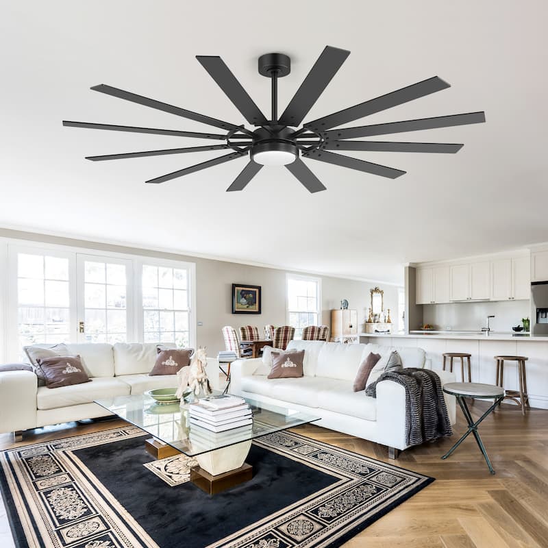 80/72/52/42-IN LED Ceiling Fan with Light Kit and Remote(5/10/12-Blade)