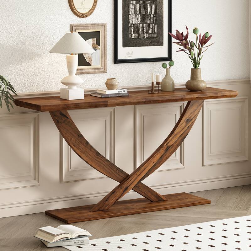 Christopher Knight Home - Mirod Modern Rustic Console Table with Cross-Leg Design for Living Room and Bedroom - Brown