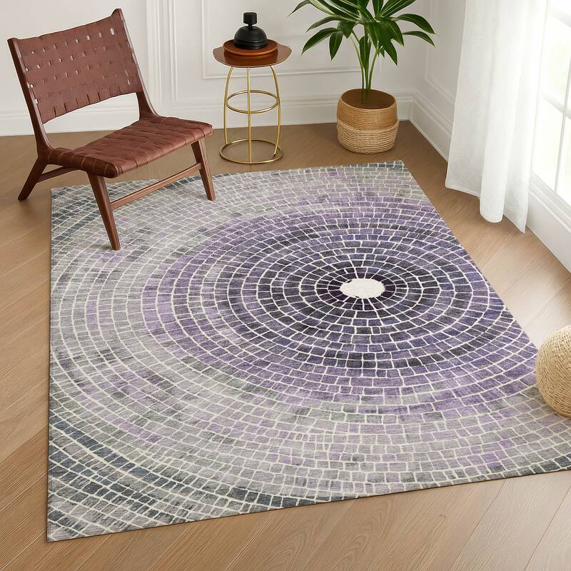 Machine Washable Indoor/ Outdoor Mosaic Rome Chantille Rug