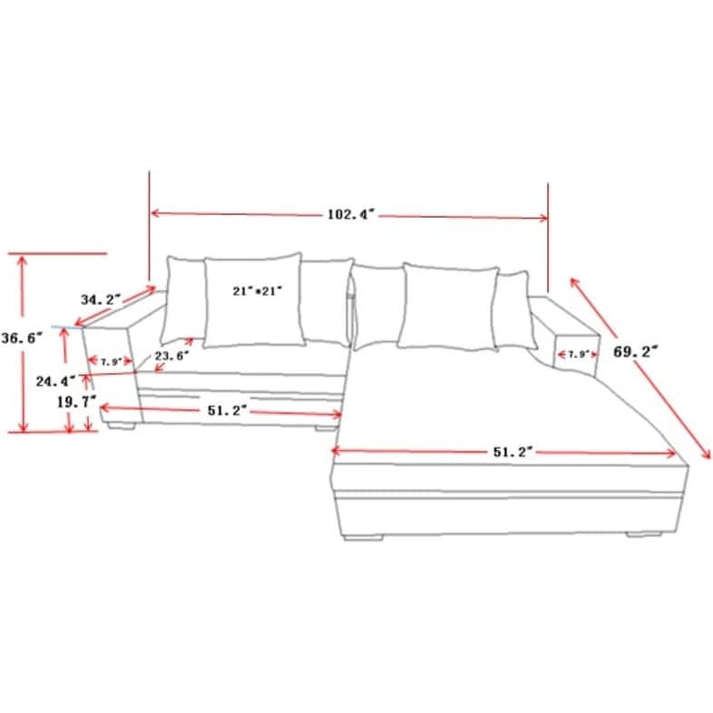 Payan 102.4 inch Wide Corduroy 2-Piece Sectional Sofa