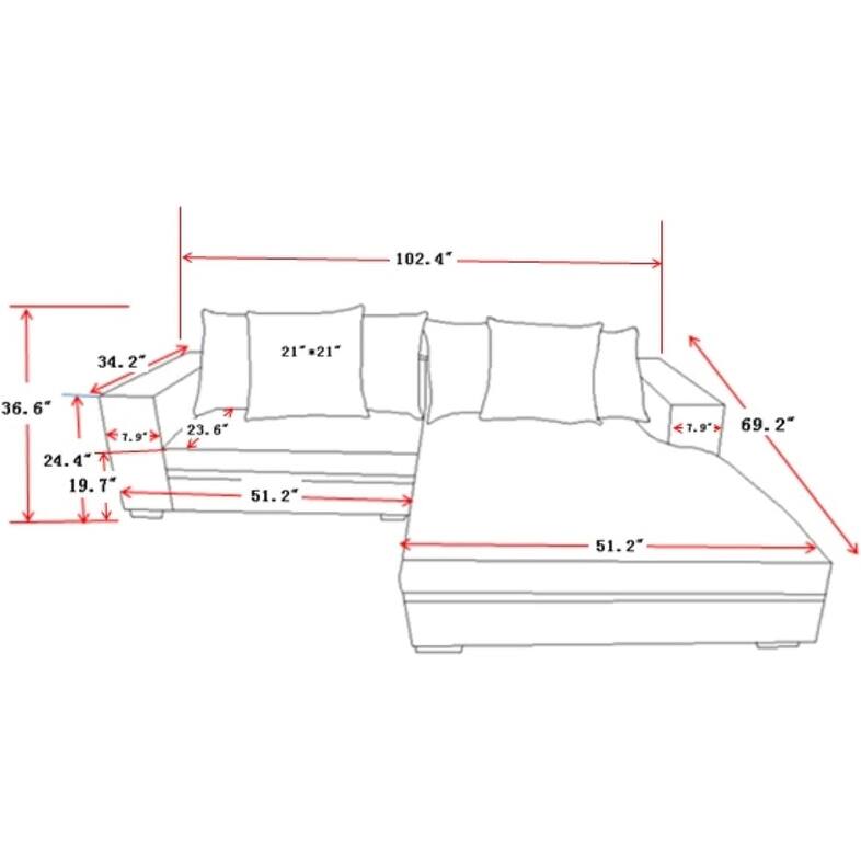 Us Pride Furniture Payan 102.4" Wide Corduroy L-Shape Sectional Sofa