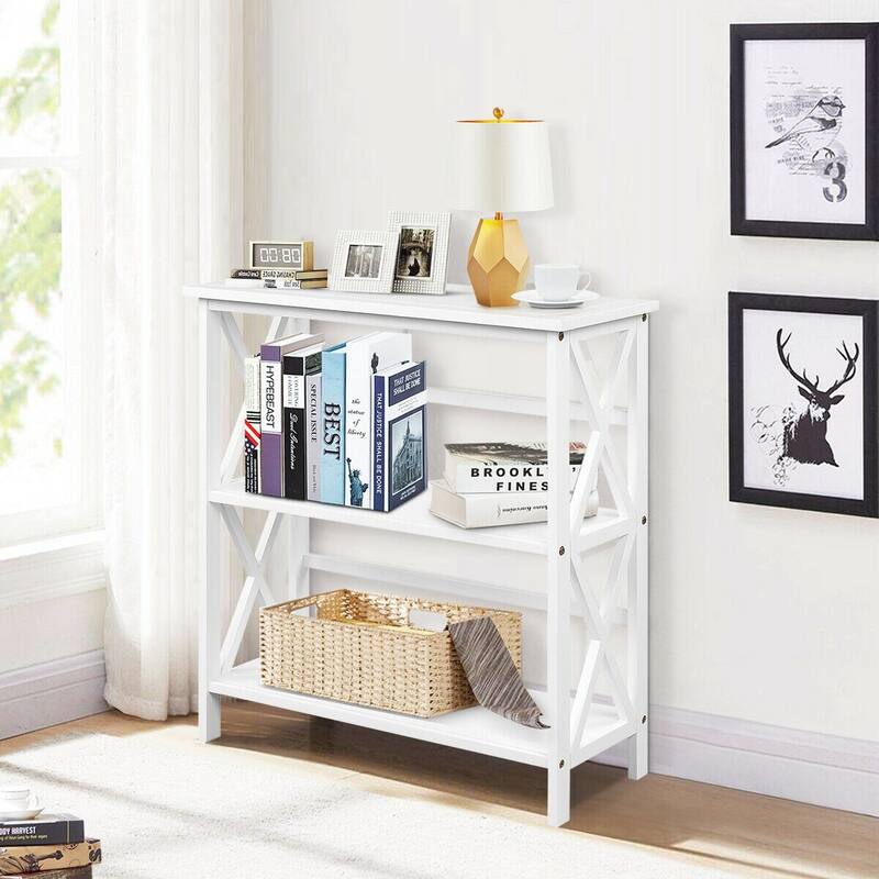 3-Tier Wooden Open Shelf Bookcase - 31" x 12.5" x34" (L x W x H)
