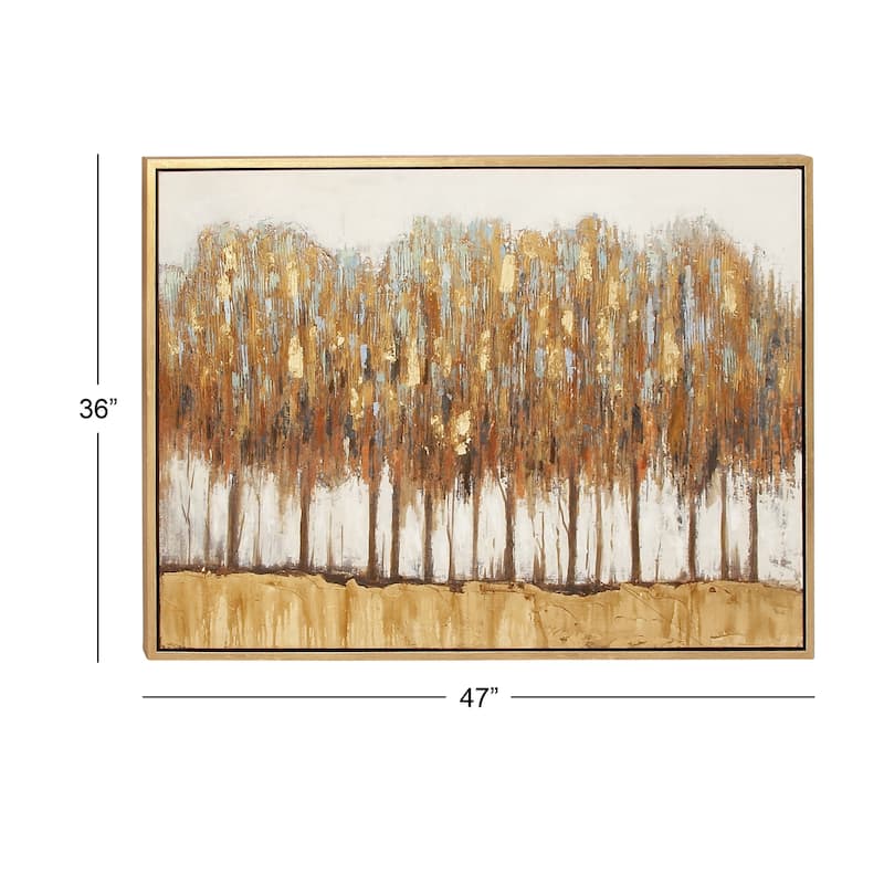 Brown Canvas Tree Framed Wall Art with Gold Frame