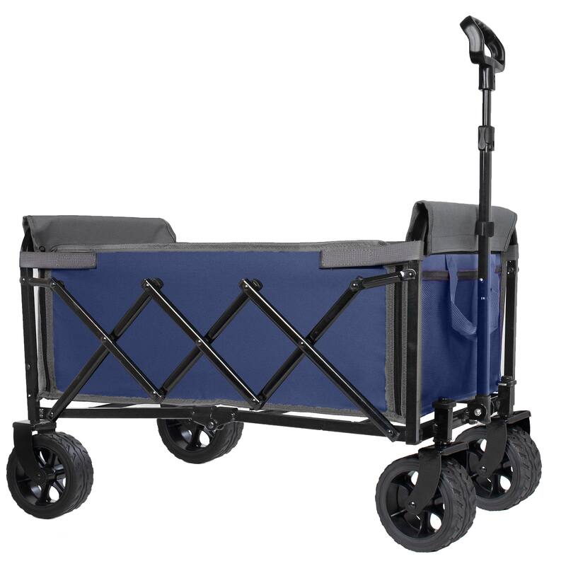 Upgraded 18" Wide Wheels, All-in-One Convertible Folding Trolley with Full-Side Opening & Dog Leash, 220Lbs Capacity for Camping