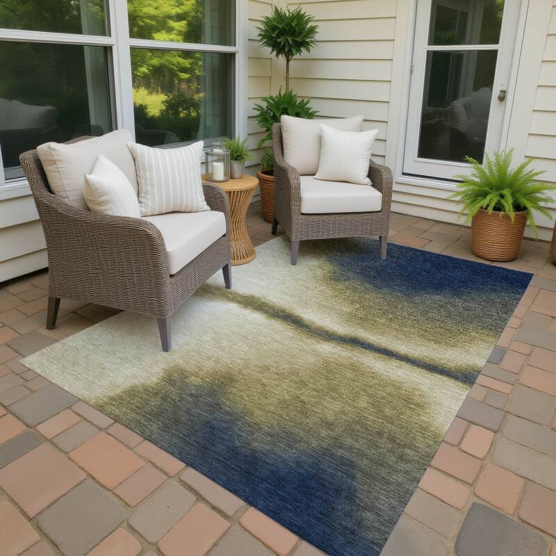 Machine Washable Indoor/ Outdoor Modern Landscape Chantille Rug - Wheat - 3' x 5'