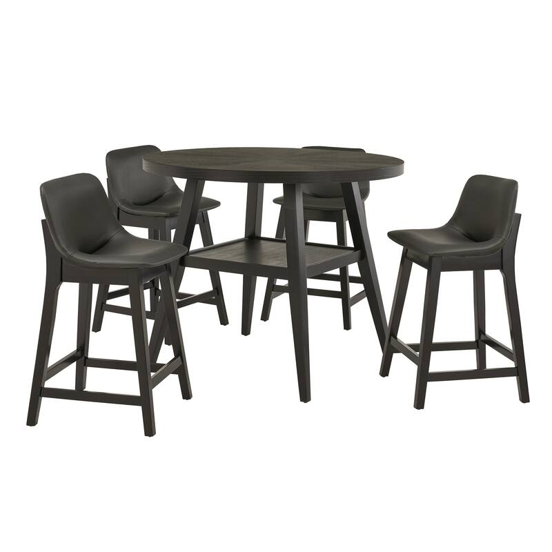 Savinhill Black Finish 44" Round Counter Height Dining Set by iNSPIRE Q Modern - Black